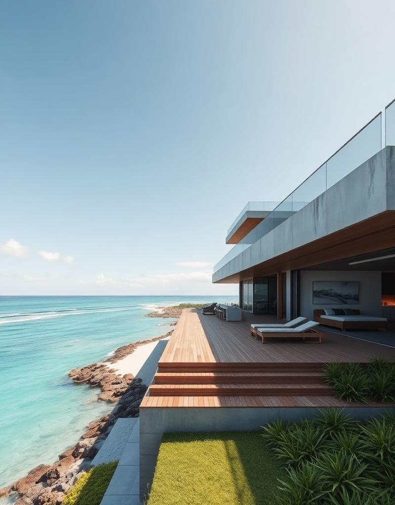 Estudo arquitetônico do Brisa dos Corais Residence com vista para o mar
